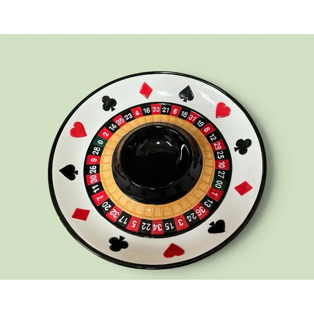 Fitz & Floyd Essentials Game Night Chip &‎ Dip Vegetable Platter Bowl Roulette